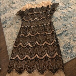 Gianni Bini Black and Cream Lace Mini Dress